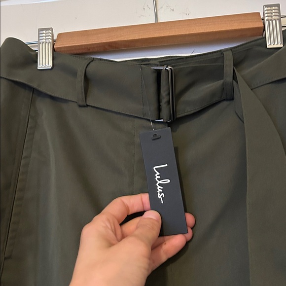 Lulus Baron Olive Green Belted High-Rise Wide-Leg Pants- Size Small- NWT - Picture 6 of 7